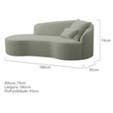 Ver imagem 5 de Divã Recamier Sofá Curvo Sala de Tv e Estar Recepção Inglaterra 180cm Lado Esquerdo Linho Verde Oliv