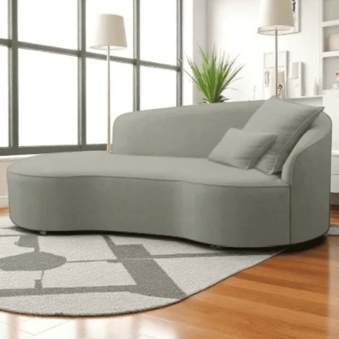 Divã Recamier Sofá Curvo Sala de Tv e Estar Recepção Inglaterra 180cm Lado Esquerdo Linho Verde Oliv