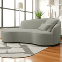 Ver imagem 1 de Divã Recamier Sofá Curvo Sala de Tv e Estar Recepção Inglaterra 180cm Lado Esquerdo Linho Verde Oliv