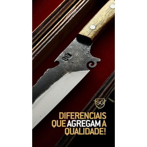 Faca Picaço Carbono 3mm com Caixa de Madeira Sg:6'' (15cm)