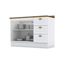 Ver mais imagens de Balcão 120cm com Tampo 2 Portas 3 Gavetas Americana Henn - Branco Hp Fosco/nature