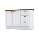 Ver imagem 1 de Balcão 120cm com Tampo 2 Portas 3 Gavetas Americana Henn - Branco Hp Fosco/nature