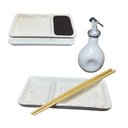 Ver imagem 1 de Kit 2 Pessoas Sushi Oriental com Divisória para Shoyu Porcelana Creme Jogo Mesa Casal