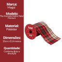 Ver mais imagens de Fita Aramada Decorativa Natalina Xadrez Premium Tecido 10cm x 9 Metros para Laços Árvores e Guirland