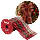 Ver imagem 1 de Fita Aramada Decorativa Natalina Xadrez Premium Tecido 10cm x 9 Metros para Laços Árvores e Guirland
