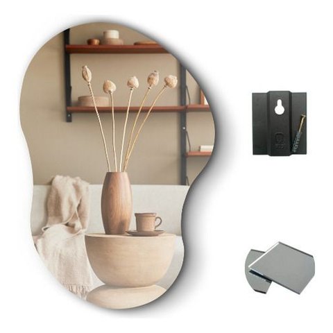 Espelho Orgânico Cloud 70x50cm Decorativo Barato Minimalista - Suporte