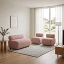 Ver imagem 1 de Sofá Namoradeira e KIT2 Poltronas para Sala Nara Bouclê Ted D03 - D'Rossi