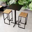 Ver imagem 1 de Conjunto Mesa Alta Bar Bistrô Quadrada Preta 2 Bancos Pinus Industrial Black Don Castro Decor Indust