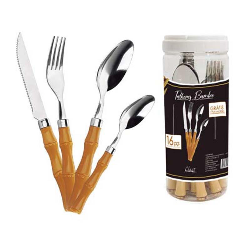 Talheres Bambu 16 Peças - Class Home - Utensílios - 1
