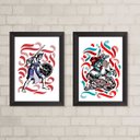 Ver imagem 2 de Kit 2 Quadros Decorativos Ogum E São Jorge 45x34cm:Madeira preta