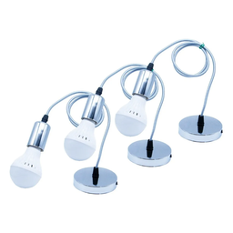 3 Kit Lustre Pendente Cromado Vintage Retro Edison + 3 Lampada Led Bulbo 9w Branco Frio - 1