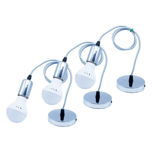 3 Kit Lustre Pendente Cromado Vintage Retro Edison + 3 Lampada Led Bulbo 9w Branco Frio