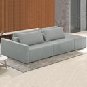 Ver imagem 2 de Sofá Ilha Modular com Puff para Sala Living 232cm Georgia K04 Bouclê Cinza - Mpozenato