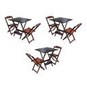 Ver imagem 1 de Kit 5 Conjuntos De Mesa Dobravel Com 2 Cadeiras De Madeira 70X70 Para Restaurante E Bar - Imbuia