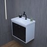 Kit Gabinete Banheiro Armario Cuba Pia com Espelheira - Bergamo Preto - 7