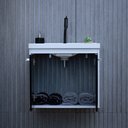 Ver imagem 5 de Kit Gabinete Banheiro Armario Cuba Pia com Espelheira - Bergamo Preto