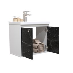 Kit Gabinete Banheiro Armario Cuba Pia com Espelheira - Bergamo Preto - 3