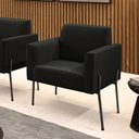 Ver imagem 2 de Poltrona Pé de Ferro Preto para Sala Marisa Suede Preto D03 - D'Rossi