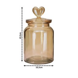 Pote Vidro Hermético Âmbar Decor Afeto Coração 1000ml - Yangzi - 2