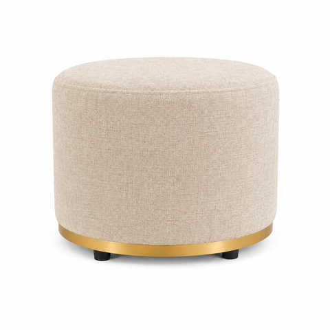 Puff Redondo Infantil - Banquinho Decorativo para Quarto Brinquedoteca - Espaço Kids Linho Bege