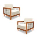 Ver imagem 2 de Kit 2 Poltronas Sala de Estar Pés Madeira Maciça Corda Náutica Preta 75cm Manila Linho Off White Rús