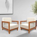 Ver imagem 1 de Kit 2 Poltronas Sala de Estar Pés Madeira Maciça Corda Náutica Preta 75cm Manila Linho Off White Rús