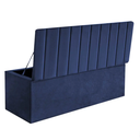 Ver imagem 3 de KIT Cabeceira Mais Calçadeira com bau eros Casal 140 cm Para Cama Box Suede azul marinho Biselos-Dec