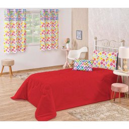 Colcha Solteiro Juvenil Infantil Edredom 4 Peças Vermelho - 1