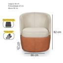 Ver imagem 4 de Poltrona Liz Giratória Tecido Composê Linho Cru e Corino Marrom