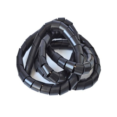 Tubo Espiral Organizador de Fios e Cabos Ø 3/8" ou 9,5mm - 5 Metros - Preta REIMOLD