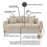 Sofá Living 3 Lugares Bouclê Bege 2.00m Pés em Madeira Bz Home Decor - 7