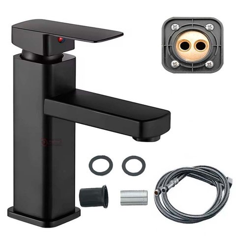 Torneira de Banheiro Lavabo Pia Bancada Mesa Luxo Metal Preta Black Bica Curta Misturador Monocomand