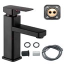 Ver imagem 1 de Torneira de Banheiro Lavabo Pia Bancada Mesa Luxo Metal Preta Black Bica Curta Misturador Monocomand