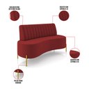 Ver imagem 3 de Sofá 2 Lugares Living 135cm Pé Ferro Dourado Maraú Veludo Vermelho K01 - D'Rossi