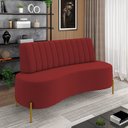 Ver imagem 2 de Sofá 2 Lugares Living 135cm Pé Ferro Dourado Maraú Veludo Vermelho K01 - D'Rossi
