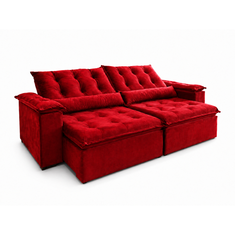 Sofá Antonella 2,30m Retrátil Reclinável c/Espuma D33:Vermelho