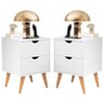 Kit com Duas Mesas de Cabeceira Gabi 2 Gavetas Estilo Retrô: Branco - 1