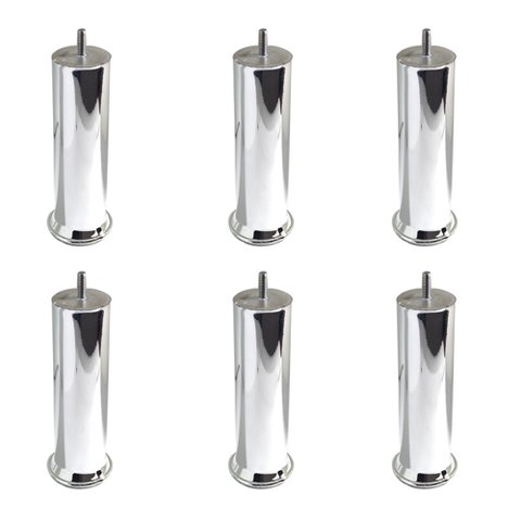 Kit para Cama Box com 6 Pes Cromados Altura 13cm