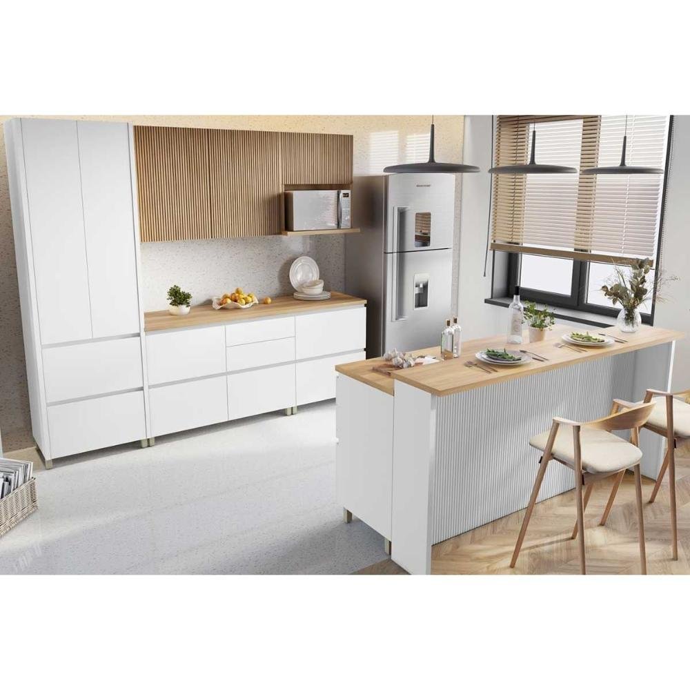 Cozinha Modulada Completa com Bancada e portas de vidro 10PC linha