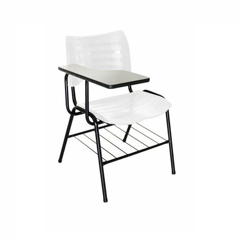 Cadeira Universitaria Turim Com Porta Livros - Branco