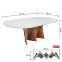 Ver imagem 2 de Mesa de Jantar Dubai Base Madeira Maciça Tampo Oblongo-amêndoa-tampo 220x90cm Branco/vidro Off-white