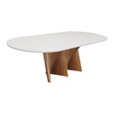 Ver imagem 1 de Mesa de Jantar Dubai Base Madeira Maciça Tampo Oblongo-amêndoa-tampo 220x90cm Branco/vidro Off-white