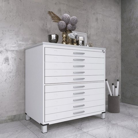 Mapoteca 10 Gavetas Map10 120,4cm X 122,3cm Aço