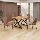 Ver imagem 1 de Conjunto Sala de Jantar Mesa 120x90cm Base Império Tampo MDF Malibu Preto/Marrom