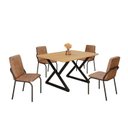 Ver imagem 2 de Conjunto Sala de Jantar Mesa 120x90cm Base Império Tampo MDF Malibu Preto/Marrom
