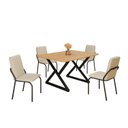 Ver imagem 2 de Conjunto Sala de Jantar Mesa 120x90cm Base Império Tampo MDF Malibu Preto/Creme