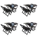 Ver imagem 1 de Kit 4 Jogos De Mesa Com 4 Cadeiras De Madeira Dobravel 120X70 - Tabaco - Marrom