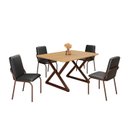 Ver imagem 2 de Conjunto Sala de Jantar Mesa 120x90cm Base Império Tampo MDF Malibu Marrom/Preto