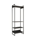 Ver imagem 2 de Guarda Roupa Aberto Industrial Modulado Solteiro Preto Cabideiro Ferro Preto