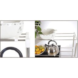 Prateleira Microondas Suporte Inox 2 Andares Ajustavel Gancho Rack Pia Bancada Cozinha Organizaçao M - 12